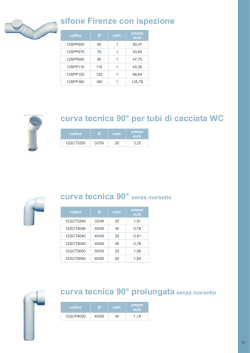 curva tecnica 90&deg; per tubi di cacciata WC curva tecnica 90&deg; senza