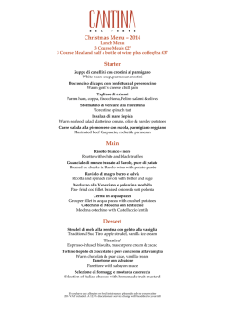 Christmas Menu &ndash; 2014 Starter Main Dessert