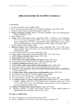 BIBLIOGRAPHIE DE FILIPPO COARELLI