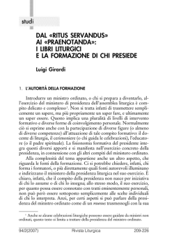 i libri liturgici e la formazione di chi presiede