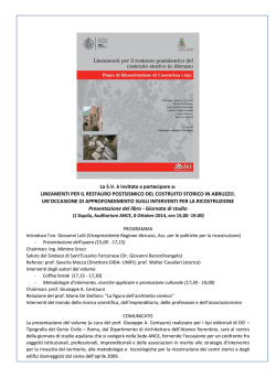 La S.V. &egrave; invitata a partecipare a: LINEAMENTI PER IL RESTAURO