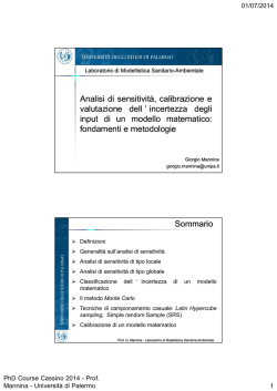 Analisi di sensitivit&agrave;, sensitivit&agrave;, calibrazione calibrazione e