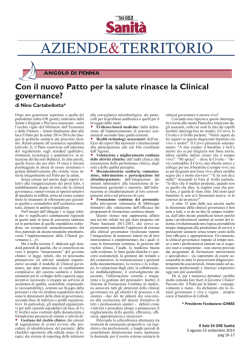 Con il nuovo Patto per la salute rinasce la Clinical