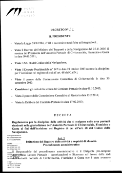 Regolamento articolo 68 - Porto di Civitavecchia