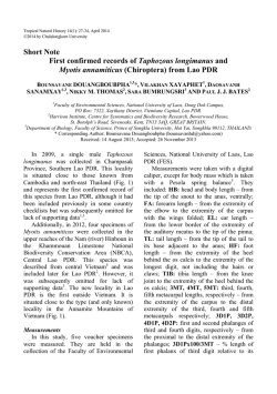 (Chiroptera) from Lao PDR
