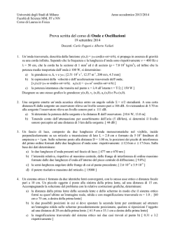 Prova scritta del corso di Onde e Oscillazioni