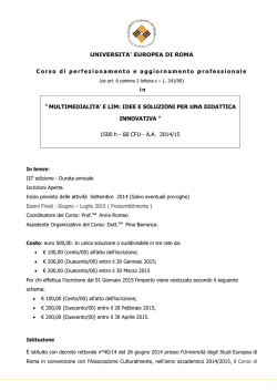 " M VA " - Master e Corsi di Perfezionamento per Docenti