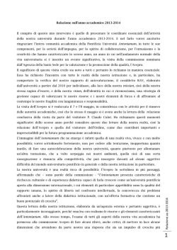 Relazione Sr. Mary Melone Rettore Magnifico PUA aa 2013