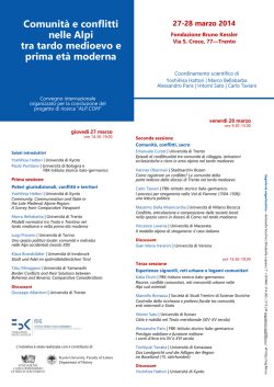 Comunit&agrave; e conflitti nelle Alpi tra tardo medioevo e - ISIG