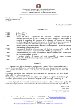 Messina, 26 agosto 2014 IL DIRIGENTE VISTO il dlg.vo 297/94