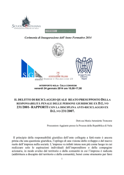 231/2001- RAPPORTI D.L.VO 231/2007.