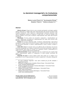 Le decisioni manageriali e la rivoluzione