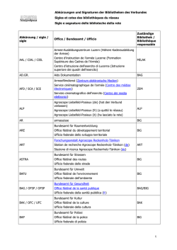 Abkürzungen und Signaturen der Bibliotheken des Verbundes