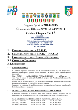 COMUNICATO UFFICIALE N.01