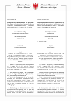 LANDESGESETZ LEGGE PROVINCIALE &Auml;nderungen zu