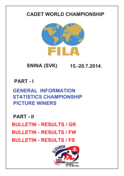 CADET WORLD CHAMPIONSHIP SNINA (SVK) 15.-20.7