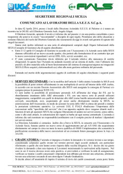 SEGRETERIE REGIONALI SICILIA COMUNICATO AI