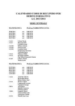CALENDARIO CORSI DI RECUPERO 2014
