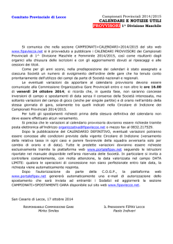 CALENDARI E NOTIZIE UTILI - FIPAV