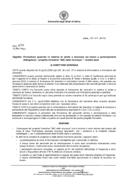 Formazione generale in materia di salute e sicurezza sul lavoro a