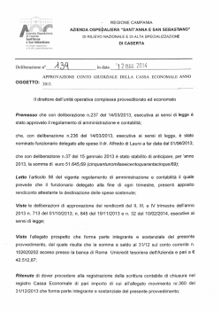 approvazione conto giudiziale della cassa economale anno 2013.