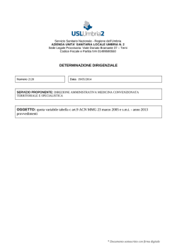 DETERMINAZIONE DIRIGENZIALE OGGETTO: quota variabile