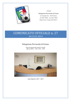 COMUNICATO UFFICIALE n. 13 - FIGC Delegazione Provinciale di