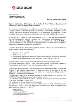 comunicazione a70 - adeguamenti fotovoltaico aeeg