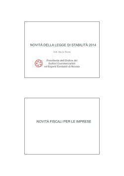 Novit&agrave; della legge di stabilit&agrave; (SLIDE).