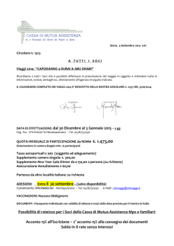 DATA DI EFFETTUAZIONE: dal 30 Dicembre al 3