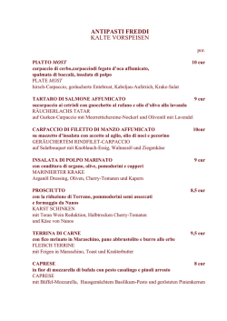 Lista dei cibi - Restavracija Most