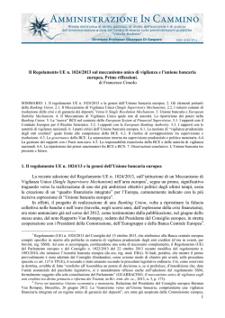 1 Il Regolamento UE n. 1024/2013 sul meccanismo unico di
