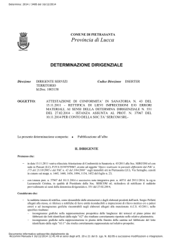 Attestazione di conformit&agrave; in sanatoria n. 43 del 15.11.2011