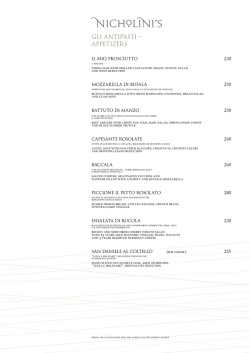 GLI ANTIPASTI - APPETIZERS - Conrad Hotels and Resorts