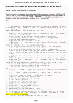 Circolare del 16/07/1998 n. 188 - Min. Finanze