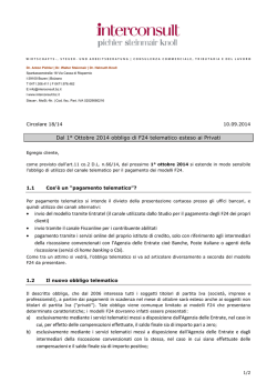 Dal 1&deg; Ottobre 2014 obbligo di F24 telematico esteso ai Privati