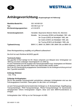 e13 00-0070 Verwendungsbereich - Westfalia