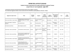 ORDINE DEGLI AVVOCATI DI MILANO Iniziative formative