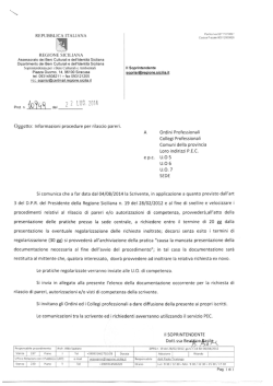 Vi trasmettiamo in allegato la nota della Soprintendenza relativa alle