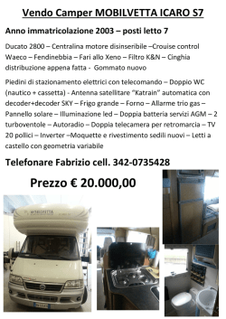 Vendo Camper MOBILVETTA ICARO S7
