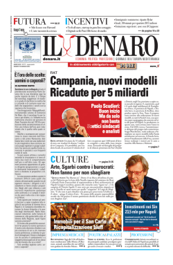Campania, nuovi modelli Ricadute per 5 miliardi