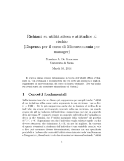 Richiami su utilit&agrave; attesa e attitudine al rischio