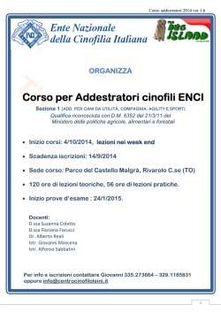 ORGANIZZA Corso per Addestratori cinofili ENCI