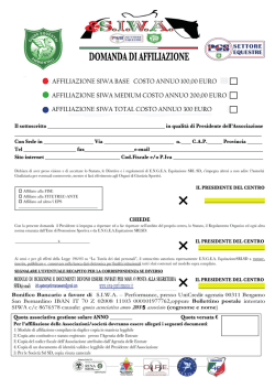 . AFFILIAZIONE SIWA BASE COSTO ANNUO 100,00 EURO E