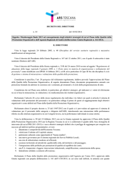 documento - Agenzia Regionale di Sanit&agrave; della Toscana