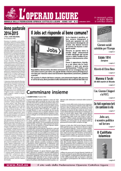 Anno pastorale 2014-2015 Camminare insieme Il Jobs act