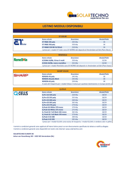 LISTINO MODULI DISPONIBILI