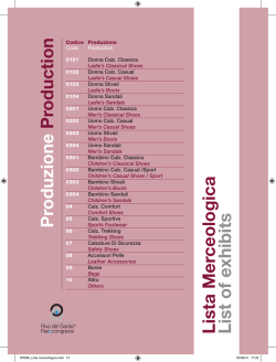Lista Merceologica Produzione Production List of exhibits
