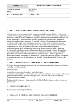 MATERIA: TPSEE DATA : 1 ottobre 2014 CLASSE: 3 Aen OBIETTIVI G