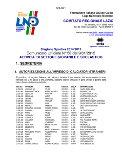 Com. Uff. LND SGS ALR-GIR 09.01.2015